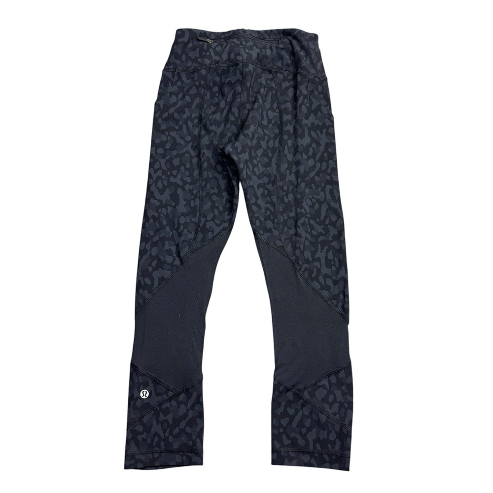 Lululemon Leggings Pants Womens 2 Black Camo Pace Rival Crop 22" Gym Yoga